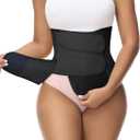 SHAPSHE Waist Trainer for Women Postpartum Recovery Wrap Waist Cincher Corset Shapewear Belly Band (Medium, Black 3 Velcro)