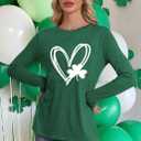 St Patricks Day Shirt Women Lucky Shmrock Shirts Cute Saint Patricks Day Green Clover Long Sleeve Blouse Tops (Large)