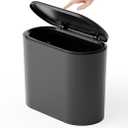 3.17 Gallon Thin Small Black Bathroom Trash Can with Lid,12L Small Pet/Dog Proof Slim Trashcan and Skinny Covered Trash Can,Plastic Covered Wastebasket,Garbage Can for Kitchen,Office,RV,Bedroom