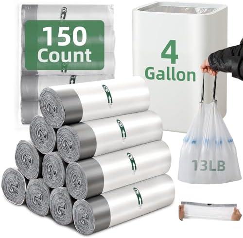 9 Gallon Trash Bag  Counts Small Trash Bags Extra Strong Drawstring Bathroom Trash Bags Small Garbage Bags Clear Trash Bag for Bathroom Bedroom Office Kitchen Trash Can