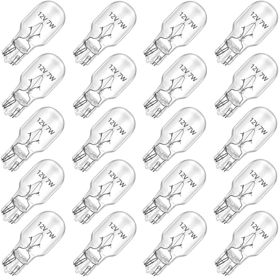 NETEHA 20 Pack 12 Volt 7 Watt Low Voltage Wedge Base T5 Landscape Light Bulbs for Garden, Deck, Yard, Cabinet and Automotive