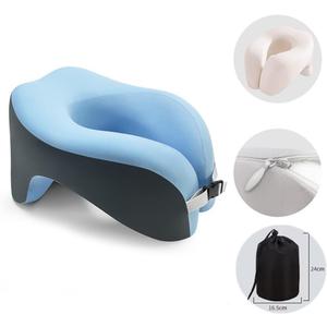 All-Round Head Support Neck Pillow,Memory Foam Travel Neck Pillow for Long Flights, Travel Pillow Comfortable and Breathable is for Car, Train, Bus Trip,Home and Office Use (Blue)