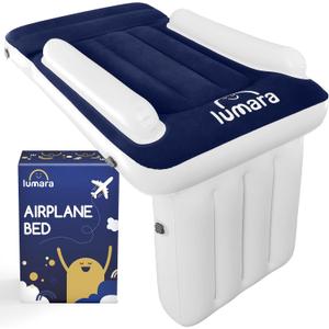 LUMARA Toddler Airplane Bed - Inflatable Airplane Bed for Toddlers, Plane Baby Mattress for Kids - Blow Up Air Mattress for Child Flight Sleep with Safety Belt, Innovative Valves, No Pump Needed