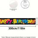 Happy Birthday Banner Graffiti-Style Backdrop Colorful Paint Splatters 118x20 inches Vibrant Party Decor Supplies Fun Celebration Decoration Party Photo Backdrop Wall Hanging Banner