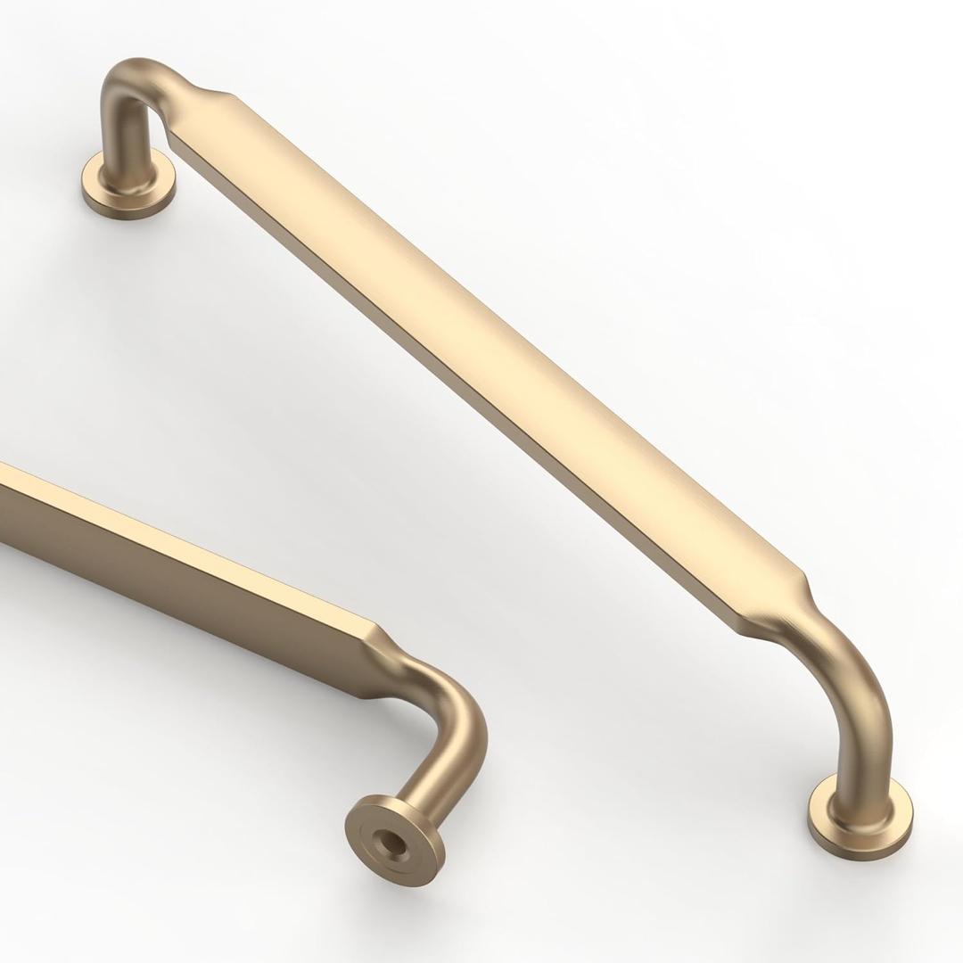 Asidrama 10 Pack 6.3 Inch(160mm) Brushed Brass Kitchen Cabinet Handles, Cabinet Pulls Kitchen Cabinet Hardware for Cupboard Drawer Pulls