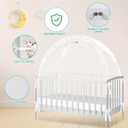 Crib Tent - Crib Net to Keep Baby in, Stop Baby from Climbing Out of Crib, Pop Up Crib Tent with Durable Breathable Net Double Zipper Strong Rods Installation Convenience