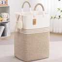 Laundry Basket Hamper,Blanket Storage,Dirty Clothes Hamper with Swivel Handles,Woven Cotton Rope Toy Baskets,Blanket Basket Living Room,Decorative Hampers for Nursery,Bedroom,White & Linen,60L