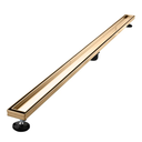 Linear Shower Floor Drain, Brushed Gold 60 Inch 304 Stainless Steel Bathroom Drains Kit, Rectangular Shower Trench Drain with Reversable Tile-in Pattern Drain Cover & Hair Catcher