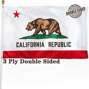 XIFAN Double Sided California State Flag 3x5 ft, Heavy Duty 3 Ply Durable Polyester, CA Flag with Vibrant Print/4 Rows Hemming/Brass Grommets for Indoor Outdoor Decor