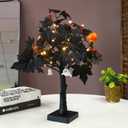 Bibelot 20inch Black Halloween Decorations, LED Lighted Halloween Tree Decor -Silk Black Maple Leaves, Pumpkins, Spiders,Cute Ghosts for Indoor Tabletop, Fireplace or Covered Outdoor Porch