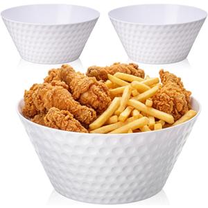 3 Pcs Large Golf Serving Bowls, Reusable Melamine Snack Salad Dessert Bowls (10 x 4.3 In), Golf Ball Design for Game Day Party, Tailgating Sports Events