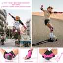 Tanden Skateboard Protective Gear Knee Pads and Elbow Pads Set, Elbow and Knee Pads for Roller Skating Wrist Guards Skateboarding Pads (Adult (14+ years), Pink)