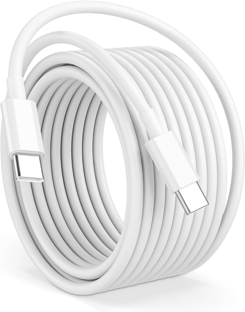 Cabepow 15FT USB C to USB C Cable, 60W USBC to USBC Cord, Extra Long Type C to Type C Fast Charging Cable for iPhone 16 15 Pro Plus Pro Max, Galaxy S25 S24, iPad Pro/Air, MacBook Pro/Air and More (White)
