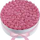 100 Piece Roses in a Velvet Box, Flowers for Delivery, Presereved Flowers Birthday Gifts for Women Mom and Wife (Pink)