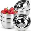 6 Pack Small 304 Stainless Steel Bowls, 16 OZ Double-walled Insulated Metal Bowls, Lightweight Salad Bowl, Nesting Soup Cereal Bowls, Serving Bowls for Rice, Noodles, Dishwasher Safe