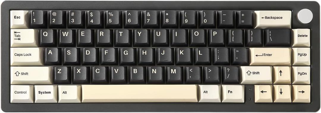 YUNZII AL66 Wireless Mechanical Keyboard,Full Aluminum CNC,65% Knob Control,Bluetooth/2.4G/Wired,Hot Swappable Pre-lubed Switches,Gasket Mounted RGB for Win/Mac(Milk Switch, Black)