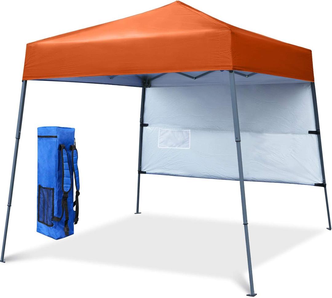 COOSHADE 6x6Ft Compact Lightweight Backpack Canopy Sun Protection Pop-Up Shelter Slant Leg Beach Tent(Orange)