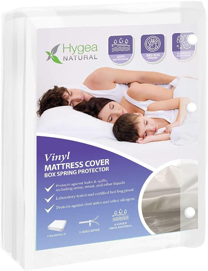 6 Gauge Vinyl Bed Bug Mattress Cover or Box Spring Cover by Hygea Natural- Waterproof Encasement- Perfect for Bed wetting (Crib)