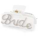 Atoden Bride Hair Claw Clips Rhinestone Bride Logo White Large Acrylic Clips for Bridal Shower Bachelorette Party Decorations Wedding Hair Accessories Engagement Bridesmaid Gifts