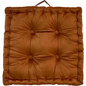 vctops Square Solid Color Velvet Seat Cushion with Handle Tufted Thicken Chair Pad Tatami Floor Pillow Cushion 16.5"x16.5"x4" Dark Orange
