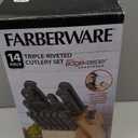 Farberware Edgekeeper Triple Rivet Block Set with Built in Knife Sharpener, 14-Piece, Black