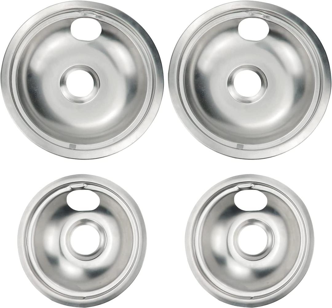 Stove Burner Covers,Replacement Chrome Drip Pans for Frigidaire Kenmore 316048413 and 316048414,4 pcs (4x6")