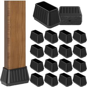 24PCS Rectangular Chair Leg Floor Protectors for Hardwood Floors, Thicken Rubber Chair Leg Cap Covers, Non Slip Furniture Leg Pads to Protect Wood Tile Floors from Scratches and Reduce Noise (Black)