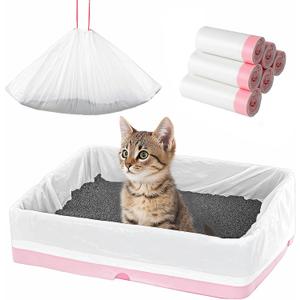 60 Count Litter Box Liners, Jumbo 36 x 18 Inches Drawstring Cat Litter Bags for Standard Litter Box, Jumbo Extra Thick Leak Proof Disposable Litter Bags Box Liners for Cat Pet Waste Litter Box