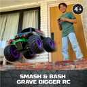 Monster Jam, Official Smash & Bash Grave Digger Remote Control Indoor & Outdoor Vehicle, 1:15 Scale Repairable Monster Truck, Kids Toys for Boy and Girls Ages 4 and up, One Size