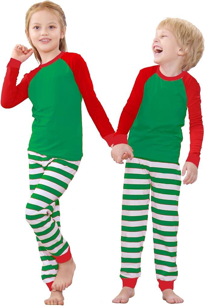 Benaive Matching Family Christmas Pajamas Set Boys Girls Holiday Pjs for Women Men Sleepwear 10Y
