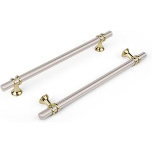 Haliwu 10 Pack Brushed Nickel Cabinet Pulls, Cabinet Handles Brushed Nickel, Barrel Kitchen Handles Gold Kitchen Hardware Pulls, 7-1/2 inch(192mm) Hole to Hole Center