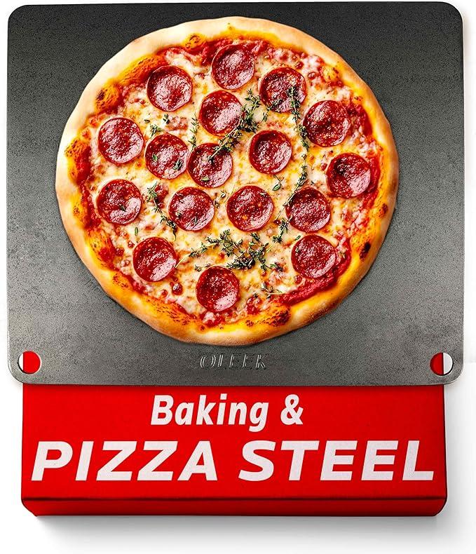 OLEEK Pizza steel Sheets for oven - Metal baking steels sheets for oven - Pizza steel 16x13.4 inches - Steel pizza stone for oven - Baking steels pro pizza - Baking stone for oven