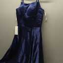Lecureler Long Satin Spaghetti Strap Prom Dress M