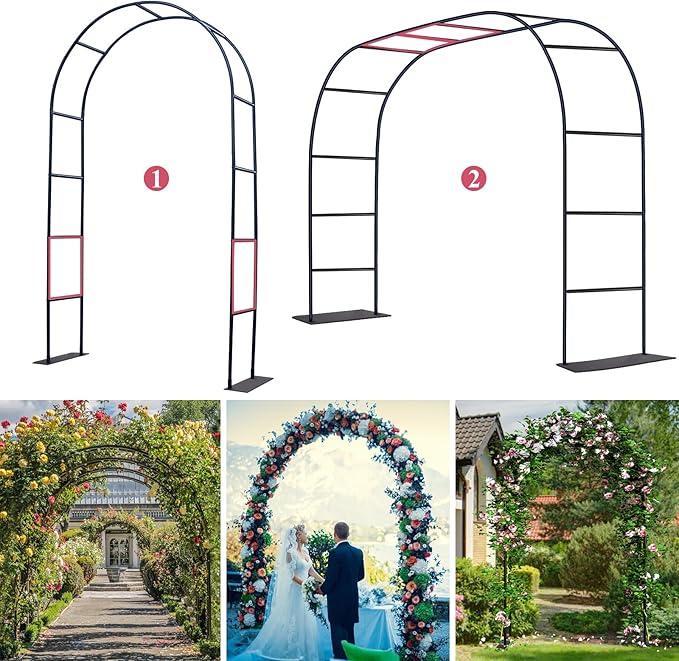 Thickened Tube Garden Arch Trellis - 4.6ft Wide x 7.9ft High or 7.6ft Wide x 6.4ft High - Garden Trellis for Climbing Plants, Stable Garden Arbor, Wedding Arch Decorations, Birthday Party Decoration
