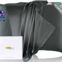 ZIMASILK Upgraded 100% Pure Mulberry Silk Pillowcase for Hair and Skin Silk Pillow Cases with Reinforced Hidden Zipper, More Soft & Durable Grade 6A Silk, Gift Box 1Pc (Queen 20"x30", Charcoal)