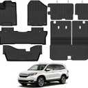 Floor Mats for Honda Pilot 2016-2022 8 Seats/Bench Seats(No Elite Models), Trunk Mat with Backrest Mat and 2nd Row Backrest Mat All Weather TPE Protector for Honda Pilot Accessories