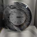 DMDFIRST Silver Round Mirror Clock 20x20inches Crystal Sparkle Twinkle Bling Crush Diamond Mirrored Large Wall Clock for Wall Decoration Silver Glass Mirror Home Dcor. AA Battery is not Included.