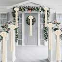 4 Pcs Large Velvet Bows for Christmas Tree 35.5 x 11.8 Inches Rustic Velvet Ribbon Bow Christmas Swag Wreath Staircase Bows Vintage Raw Edges Tree Topper for Indoor Outdoor Decor(Beige)