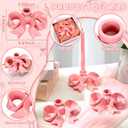 Mumufy 3 Pcs Large Pink Bow Candle Holder Candlestick Holder Decorative Candle Stand Centerpiece for Wedding Dining Party Decor Home Table Decoration Photo Prop Fit 0. 95 Inch, 5. 5 x 4. 84 Inch