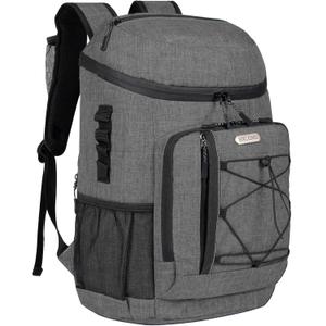 Backpack Coolers Insulated Leak Proof 30 Cans, Soft Sided Insulated Cooler Bags Ice Chest Backpack for Beach Travel Camping, with Reusable Ice Packs (Grey)
