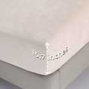 SDY Beige Velvet Luxury Twin Size Fitted Sheet Only, Extra Deep Pocket Fits 14-16 Inch Mattress, Ultra Soft Wrinkle-Free & Breathable Bottom Sheet for All Season