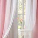 Pink Blackout Curtains with Ombre Sheers Overlay 95 Inch Length for Living Room Decor, Mix and Match Double Layer Thermal Insulated Curtain Panels Set of 4 for Girls Bedroom, Grommet Top, 52"W