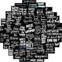61PCS Black Inspirational Positive Quote Vinyl Sticker for Vision Board Supplies Waterproof, Motivational Decals for Water Bottle, Car, Skateboard, Laptop, Luggage