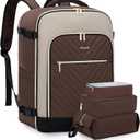 LOVEVOOK Large Travel Backpack for Women, TSA Carry on Backpack for Airplanes, 40L Personal Item Travel Bag for Women fits 17" Laptop,Waterproof Carry on Bag Airplane Approved with 3 Packing Cubes (Dark Coffee - Abricot - Black)