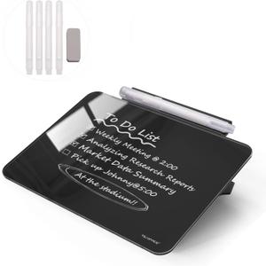 Small Desktop Glass Dry-Erase Whiteboard - 8 X 6 Inches Tabletop Easel Whiteboard with Stand, Desk Board Buddy for Artist, Teacher and Student