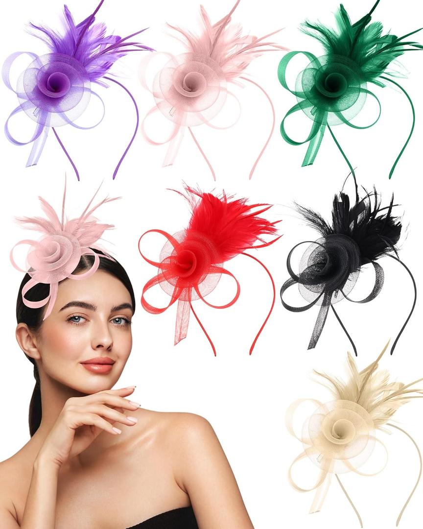 6 Pcs Fascinators for Women Tea Party Hats for Cocktail Wedding Tea Party Accessories (Multi Colors)