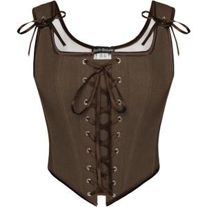SCARLET DARKNESS Women's Renaissance Corset Tops Vintage Lace Up Overbust Bustier Bodice 16