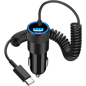 Apple MFi Certified】iPhone 17 Car Charger, Caiinei 4.8A USB Car Power Cigarette Lighter Adapter USB-C Carplay Fast Charger + 6FT Type-C Cord for iPhone 17/17 Air/17 Pro Max/16/15/Galaxy S25/S24/Pixel