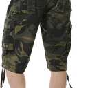 IDEALSANXUN Men's Casual Loose Fit Multi-Pockets Military Cargo Shorts (Camo Dark Army, 36)