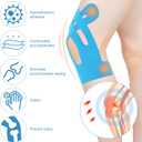 21pcs Precut Kinesiology Tape for Knees, Breathable Cotton Kinetic Knee Support Tape Waterproof Athletic Muscle Elastic Strips Stickers Stability and Muscle Support Patches
